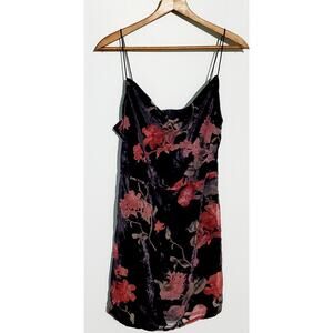 Missguided Women's Floral Crushed Velvet Mini Dress Size 10 Grunge Whimsygoth